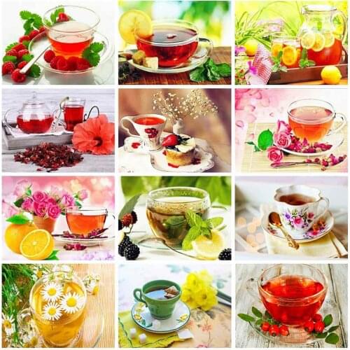 Evershine 5D DIY Diamond Painting Tea Scenery Diamond Embroidery Cross Stitch Full Square Rhinestone Mosaic Home Decoration