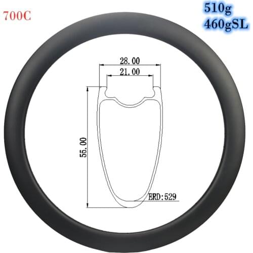 510g Road Rims Carbon 700C Rims 55mm Depth 28mm Width Carbon Clincher Rim Tubeless Rims Road Disc Rim 3K UD 12K Road Rim brake