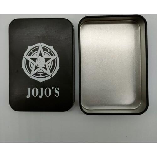 JoJo Bizarre Adventure Square Tin Storage Boxes Game Card Collection Box Silver Jewelry Keys Coins Small Metal Storage Box