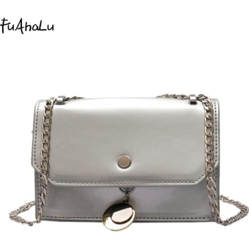 FuAhaLu new fashion wild package Korean simple chain small square bag buckle shoulder Messenger bag