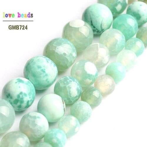 Wholesale Mint Green Fire Agates Onyx Round Stone Beads For Jewelry Making Diy Bracelet 15inch/strand 6/8/10mm