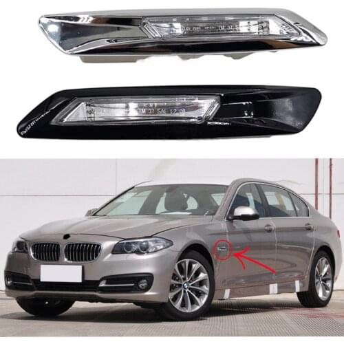 Car Front Fender Mounted Side Marker Corner Leaf Plate Turn Light For BMW 5 Series F10 F11 F18 2011 2012 2013 Black White