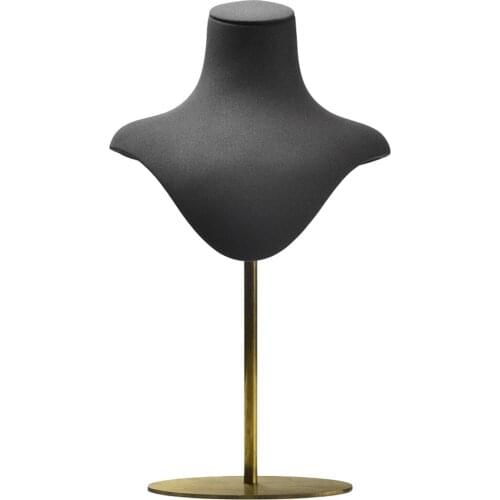 Half Body Bust Showcase Dark Gray Velvet Necklace Sweater Chain Display