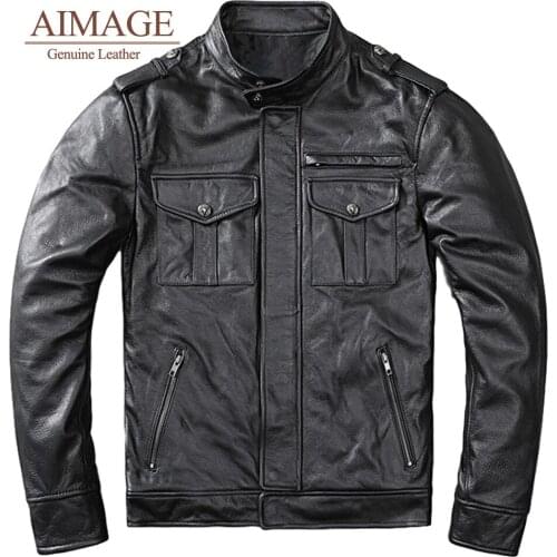 Profession Biker Jacket Genuine Leather Men Motorcycle Jackets Mens zipper jacket Protective Gear Man Cowhide Coat PY112