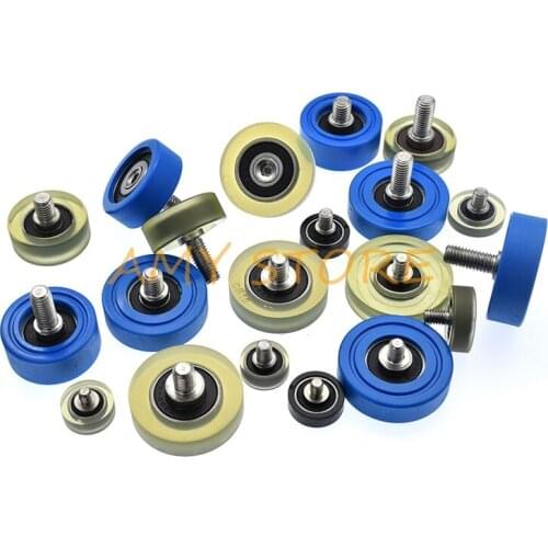 M3 M4 M6 M8 PU Rubber Coating Pulley Wheel Sliding Gate Door Bearing Roller Slide With SS304 Thread Screw