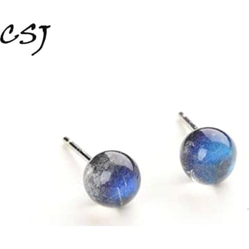 CSJ Natural Blue Labradorite Earrings Moonstone Sunstone Divination spiritual meditation Fine Jewelry for Women