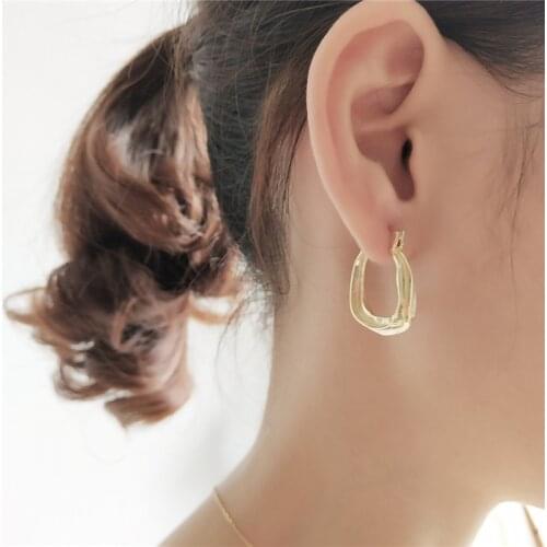 Real 925 sterling silver geometric women earrings hoops accesorios mujer, fashion matte gold hoop earrings friends gift jewelry