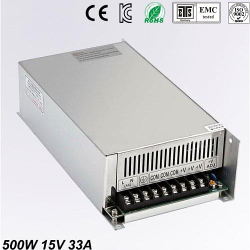 High Quality LED switching power supply dc 15V power supplies 33A 500W transformer 110V 240V ac to dc smps for led display light