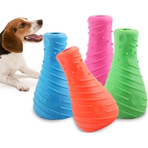TPR Rubber Wine Bottle Pet Chew Toy Bite-resistant Puppy Molar Cleaning Teeth Toys Dog Interactive Leakage Food Ball Toys