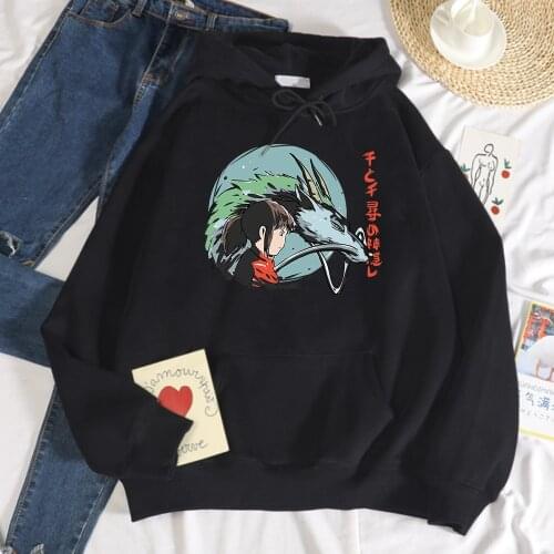 Spirited Away Japan Anime Cool Hoodie Womens Personality Cartoons Clothes Crewneck Pullovers Casual Wear Hip Hop Sweatshirt