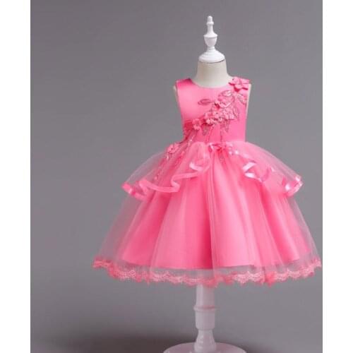 Urope and American style girl dress Elegant Floral princess wedding dress for kids Party dress up