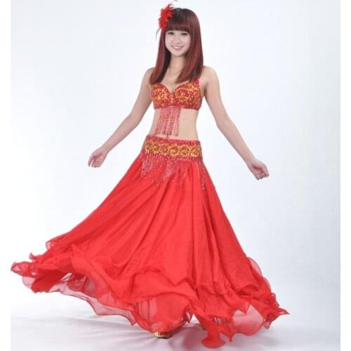 Belly Dance Skirt High Quality Women Sexy Belly Dance Costume Skirts 3 Rows Chiffon for Sale 12 Colors Available