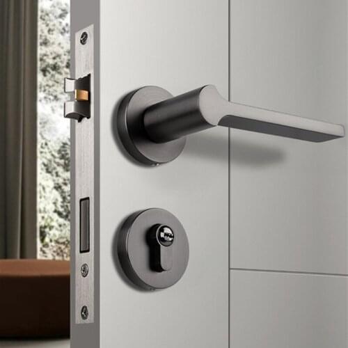 Home Zinc Alloy Door Handle Lock Indoor Mute Security Door Lock Bedroom Split Mechanical Locks Furniture Hardware Accessories