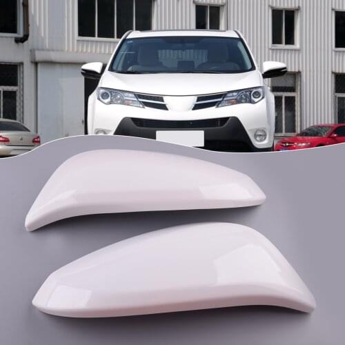 1 Pair Car Front Left and Right Side Wing Rearview Mirror Cover Cap White Plastic Fit For Toyota RAV4 2013 2014 2015