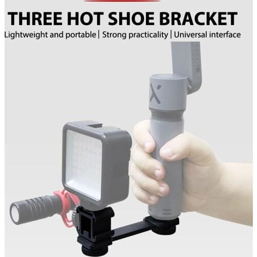 1PC Three-headed Hot Boot Bracket 3 in 1 Triple Hot Shoe Mount Adapter Extension Bracket Holder Microphone Stand