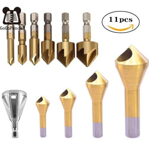 11 Pcs/set Woolly Hexagonal Shank Chamfering Machine High Speed Steel 90 Degrees Oblique Hole Clearance Chamfering Machine