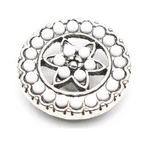 6pcs/lot Metal Round Snap Buttons Bead Silver Snap Charms Fit 18mm DIY Snap Bracelets Women Snap Jewelry Making