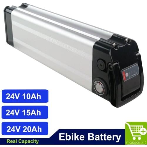 24V Silver Fish Lithium ion Battery Pack 24Volt 13Ah 15Ah 20Ah 25Ah Electric City Bike Fat Tyre Bicycle Batteria With 2A Charger
