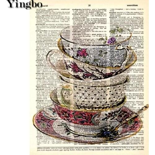Diamond Embroidery Coffee Cup Newspaper Retro Art Diamond Art 5D Diamond Mosaic Full Square Round Drill Wall Stickers Decor