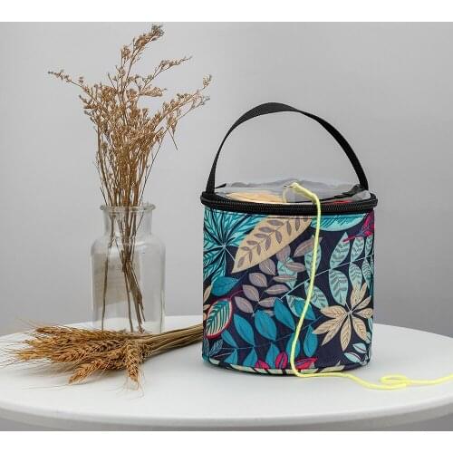 1 Piece 600D Oxford Cloth Wool Package Blue Printed Bucket Wool Package Wool Package Crochet Sewing Accessories