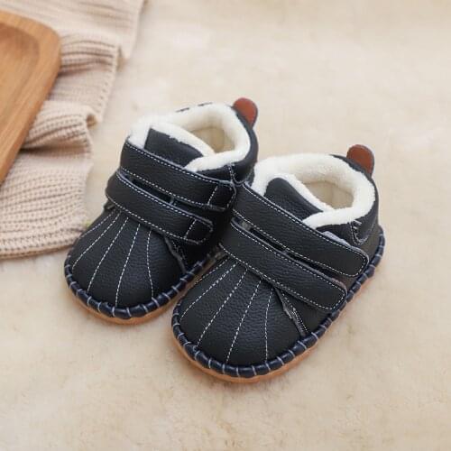 Winter Kids Shoes Cotton Plush Warm Solid Color Baby Girl Shoes Flat Heels Toddler Sneakers Infant Boys Ankle Boots SOH021
