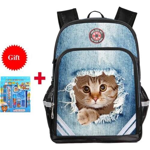 Cute dog cat printing backpack Boys girls school bags childrens orthopedic backpack quality mochila infantil bolsas primary 1-6