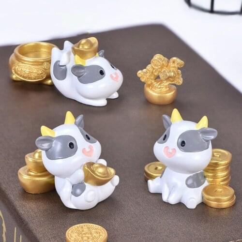 Home Decor Craft Micro-landscape Resin Desktop Small Ornaments Wealth Cows Ingots Gold Coins Bags Room Decoration Accessories