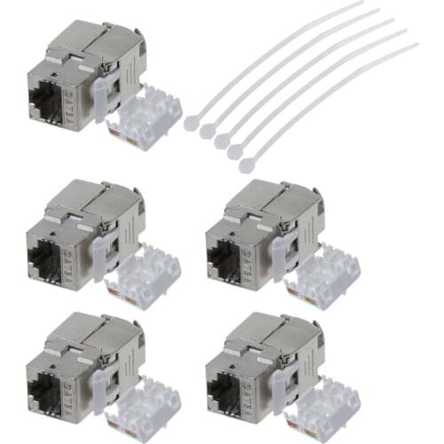 E65A Keystone Jack Full Shielded RJ45 to LSA Tool Free Connection FTP Zinc Alloy RJ45 Socket To LSA Toolfree Adapter 5PCS