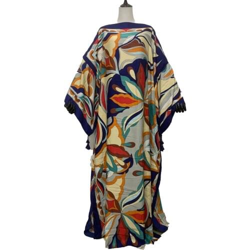 Elegant Floral European Clothing For Lady Causal Bohemian Autumn Long sleeve Muslim Women Robe Traditional Long Dress For Lady