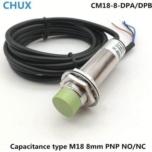 Capacitive Proximity Sensor PNP CM18-8-DPA/PB NO/NC M18 0-8mm Detect Distance Capacitance Switch