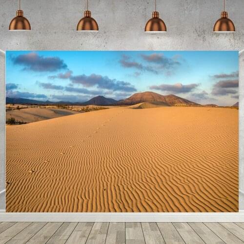 Blue Sky Gobi Desert Scenic Photography Backgrounds Fantasy Cloud Landscape View Portrait Art Photo Backdrops Home Decor Poster