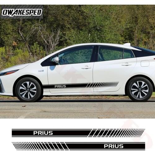 Racing Stripes Car Door Side Skirt Sticker For-Toyota Prius C TRD JDM Auto Body Decor Vinyl Decals Sport Styling Accessories