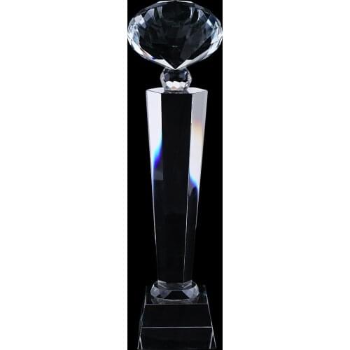 Crystal Quartz 29cm Diamond Tops Trophy Award for Soprts Competition Winner