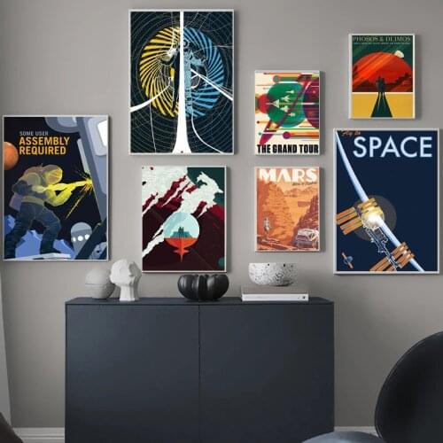 Art Canvas Painting Love Space Travel Universal Planet Mars Movie Poster and Print Wall Pictures for Living Room Home Decoration