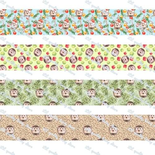 Custom cartoon cute Hedgehog printed grosgrain ribbon fold over elastic printing ribbons DIY hair accessories band 50 yards