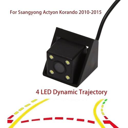 4LED Dynamic Trajectory HD Car Rearview Backup Camera Reverse Parking Camera for Ssangyong Actyon Korando 2010-2015