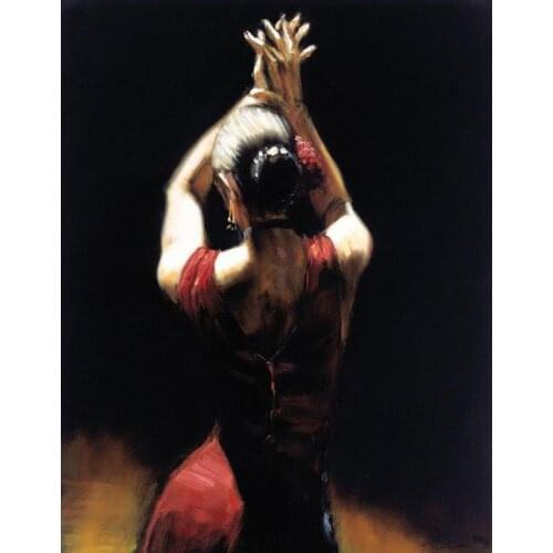 Beautiful Canvas art Woman Dancing People Art Oil Painting Flamenco Dancer in Red figure Paintings Hand painted