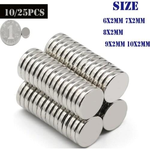 10/25Pcs 6x2mm/9x2mm Round Neodymium Magnet Super Powerful Small imanes Permanent Magnetic Disc