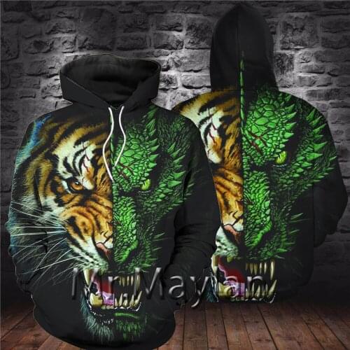Tiger Dragon 3D Full Printed Jacket Men/women Casual Streetwear Hoodies Boys Hip Hop Hood Sweatshirts Mens Hipster Clothes 5XL