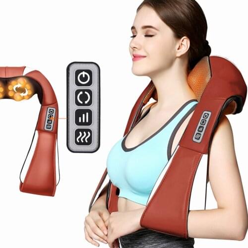 Electric Shiatsu Neck Shoulder Massage Infrared Heating Back Body Kneading U Shape Car/Home Shawl Massager Health Care Best Gift