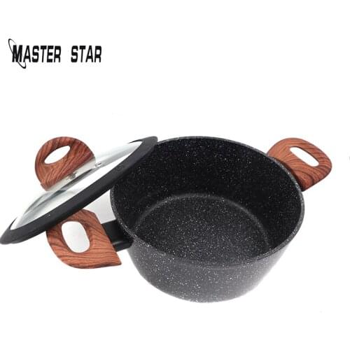 Master Star 2020 New Top Quality Marble Coating Small Soup Pot 3L Stockpot With Silicone Edging Lid Induction Cooker