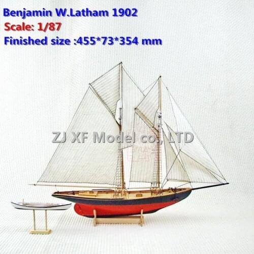 NIDALE model Free shipping Scale 1/87 classics sail boat model Benjamin W.Latham 1902 sail boat wooden model kit