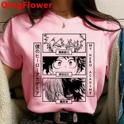 My Hero Academia Bakugou Boku No Hero Academia Todoroki female harajuku kawaii couple clothes japanese t shirt vintage kawaii