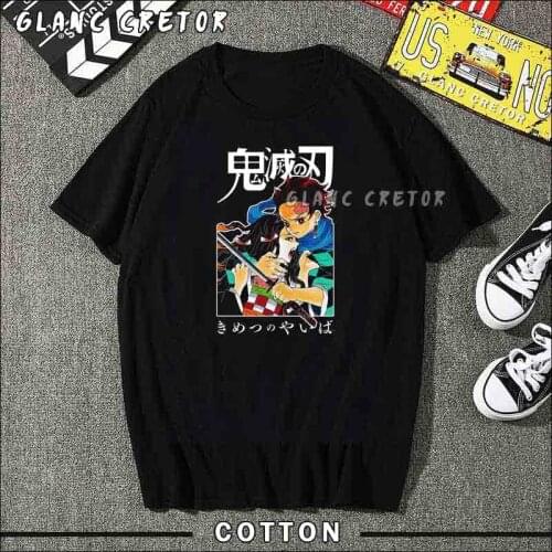2021 Harajuku Demon Slayer T shirt Anime Top Mens New Summer Streetwear Cotton Short Sleeve T-shirt Graphic Tees