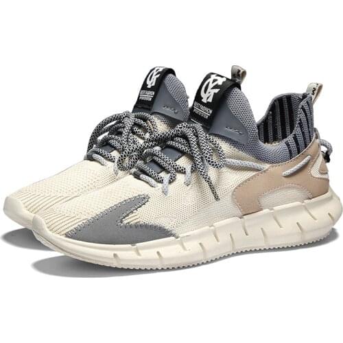 New Sports Running Shoes Outdoor Lace-up Breathable Mesh Shoes Non-slip Round Toe Low-top Thick-soled Casual Mens Shoes