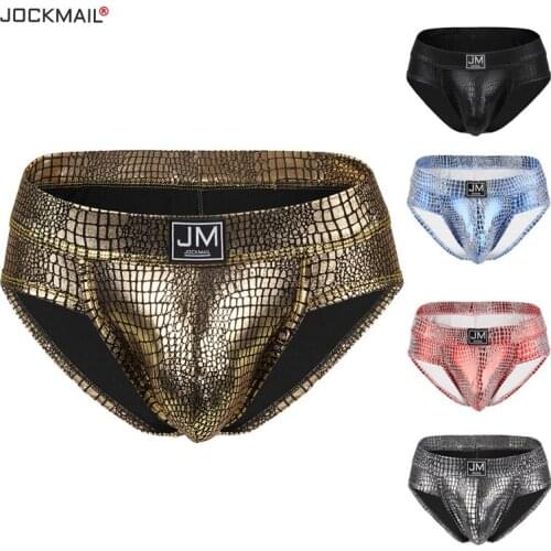 Men Briefs Sexi Gay Underwear Leather Snakeskin Pattern Ropa Interior Hombre XLSwim Bikini Slip Homme Pack Heren Ondergoed Brand