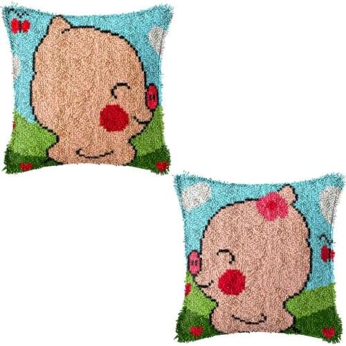 Carpet embroidery cartoon pig needlework button package cross-stitch pillow latch hook kit embroidery pillow do it yourself