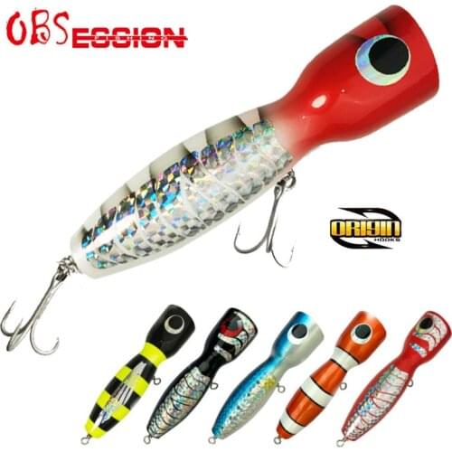 OBSESSION 120gHandmade Topwater Floating Popper Fishing Lure GT Trolling Surface Popping Deep Sea Lures Durable Swimbait Timber