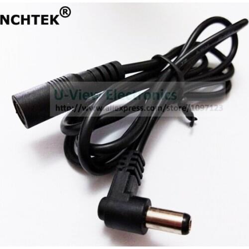 NCHTEK 90 Degree Angled DC 5.5x2.1mm Male to Female Power Plug Extension Connector Cable For CCTV/Free DHL Shipping/100PCS