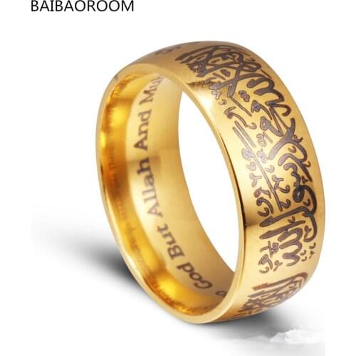 10pcs New Arrived Titanium Steel Muslim Jewelry Islamic Shamanism Hui Mantra Mantra Rings